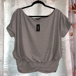 NWT Express silver Ruched top 
Size M